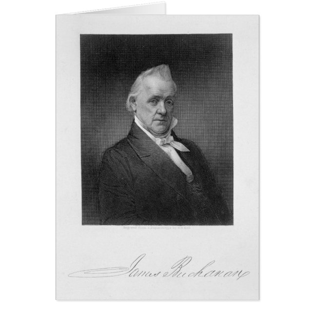 James Buchanan, graverad av Henry Bryan Hall (1800 Hälsningskort (Framsidan)