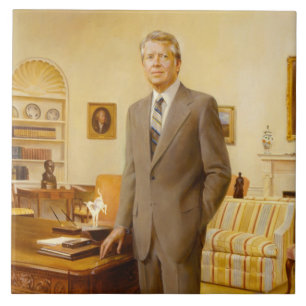 James Earl Carter Painting USA:s president Porträt Kakelplatta