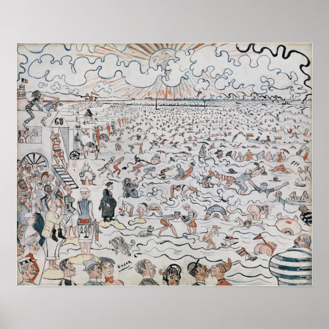 James Ensor The Beach at Ostende Poster (Framsidan)