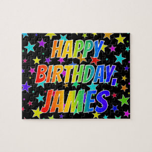 "JAMES" Första Namn, Roligten "GRATTIS PÅ FÖDELSED Pussel