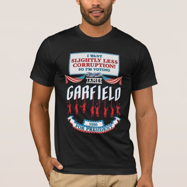 James Garfield 1880 kampanjskjorta (manar mörk) T-shirt (Framsida)