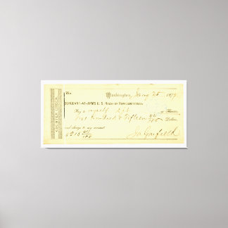 James Garfield Signed Check från 25 januari 1877 Canvastryck