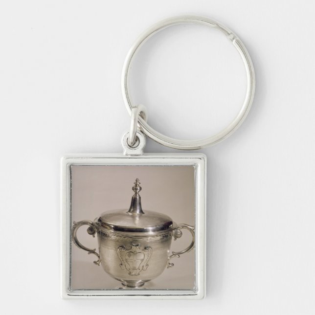 James II kyrktornkopp, 1685 Fyrkantig Silverfärgad Nyckelring (Framsidan)