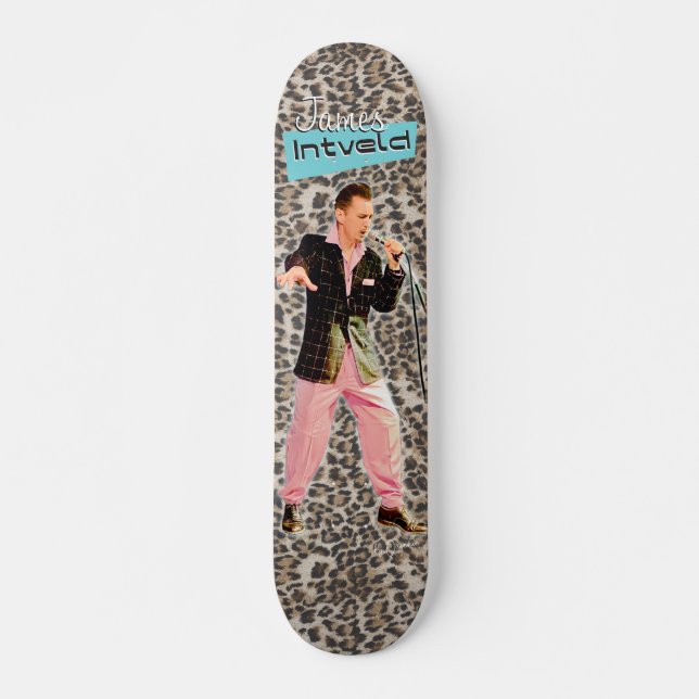 James Intveld Rockabilly Leopard Mini Skateboard Bräda 18,5 Cm (Framsida)