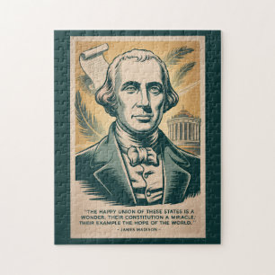 James Madison Fjärde President Illustration Retro Pussel