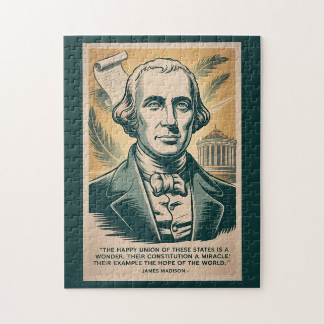 James Madison Fjärde President Illustration Retro Pussel (Vertikal)