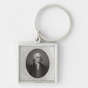 James Madison Fyrkantig Silverfärgad Nyckelring
