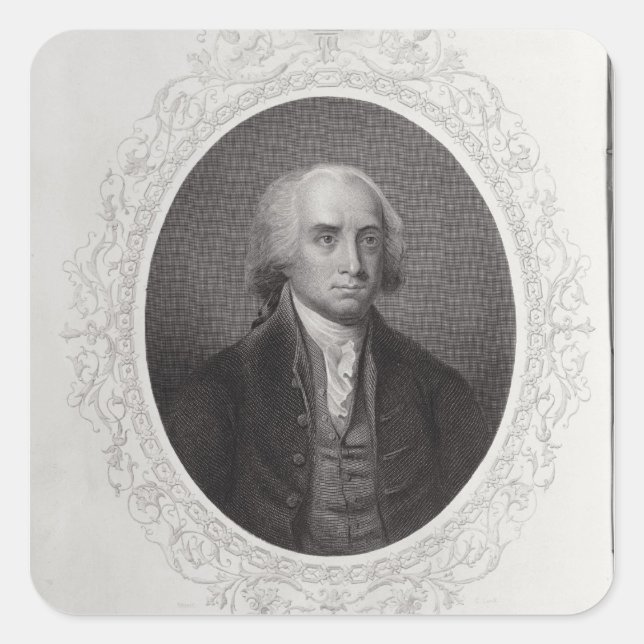 James Madison Fyrkantigt Klistermärke (Framsida)