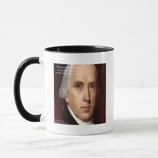 James Madison "Misstro mot makt" Visdoms-citat Mugg (Vänster)