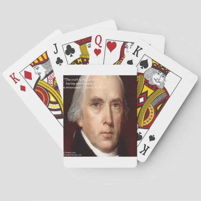 James Madison "Misstro mot makt" Visdoms-citat Spel Kort (Baksidan)