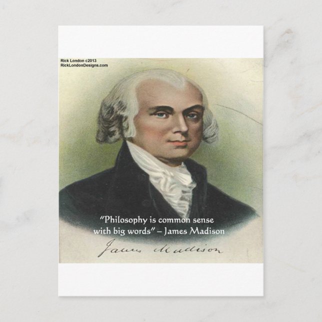 James Madison "Philosophy/Common Sense", citat Vykort (Framsida)