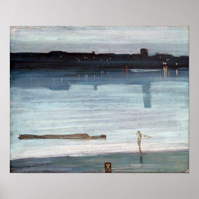 James McNeil Whisler Nocturne i Blue och Silver Poster (Framsidan)