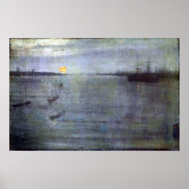James McNeill Whistler Nocturne Blue och Guld Poster (Framsidan)