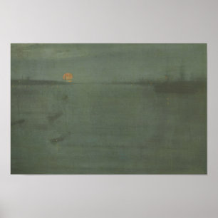 James McNeill Whistler - Nocturne - Blue och Guld Poster