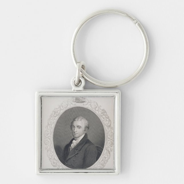 James Monroe Fyrkantig Silverfärgad Nyckelring (Framsidan)