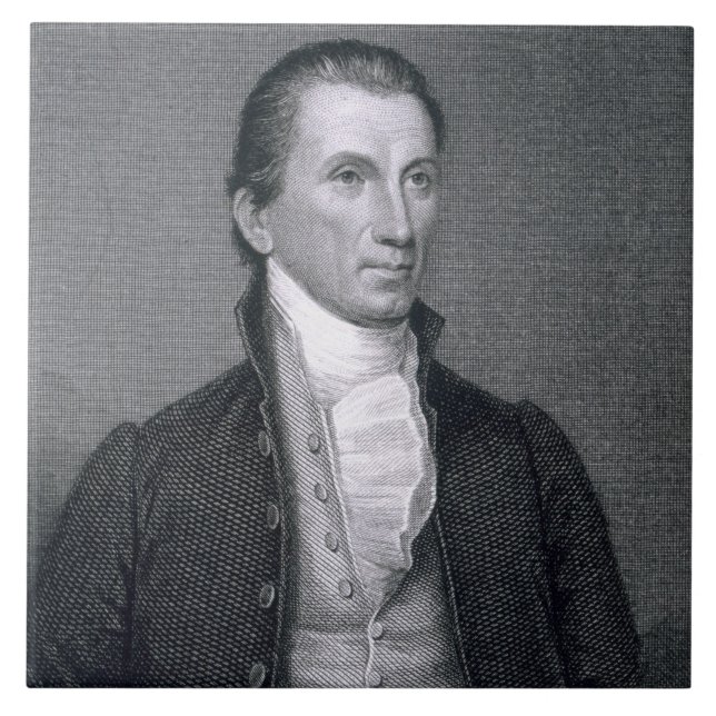 James Monroe som inristas av Asherbruntet Durand Kakelplatta (Framsidan)