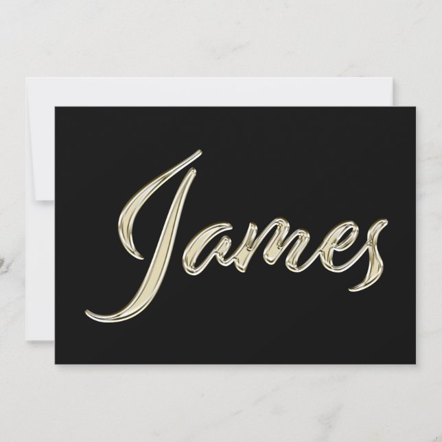 James Name white gold Handwriting Karte Kort (Framsida)