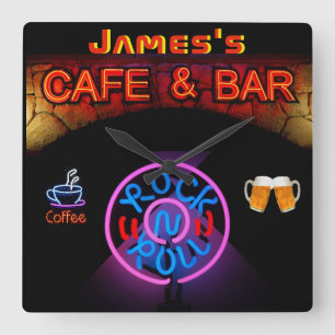 JAMES - Namn Neon Sign Pub Mancave Den Clock Rolig Fyrkantig Klocka