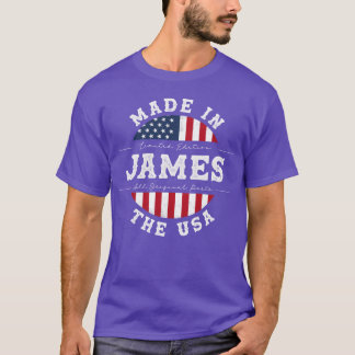 James Namn Patriotisk Amerikan Tillverkad i USA vi T Shirt