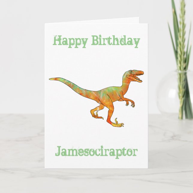 James ociraptor Funny Velociraptor Dinosaur Art Helgkort (Framsida)