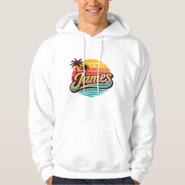 James Retro Solnedgång Tropisk Namn Design Hoodie