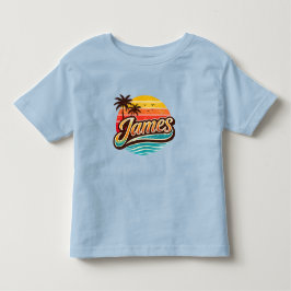 James Retro Solnedgång Tropisk Namn Design T Shirt