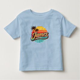 James Retro Sunset Tropical Name Design T Shirt