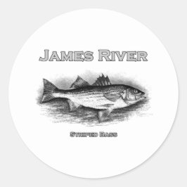 James River Vintage Stripe Bass Logotyp Runt Klistermärke