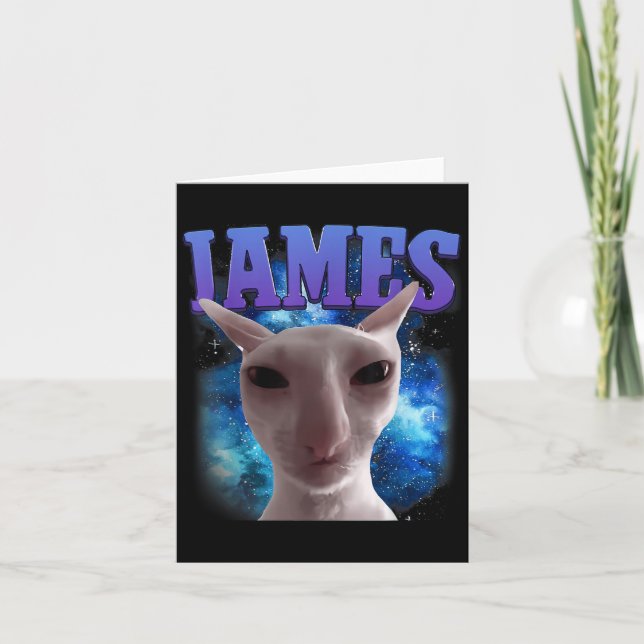 James The Cat Meme Funny Fånig Cats Brainrot Meme Kort (Framsida)