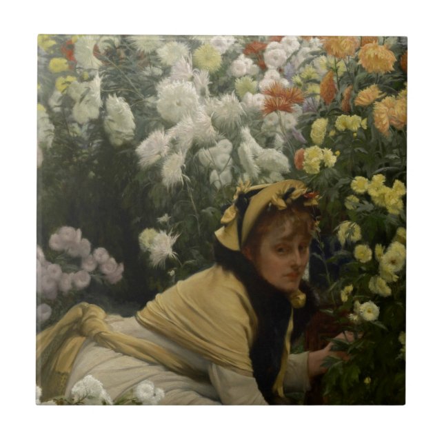 James Tissot Chrysanthemums Kakelplatta (Framsidan)
