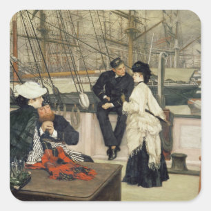 James Tissot   Kaptenen och mattan, 1873 Fyrkantigt Klistermärke