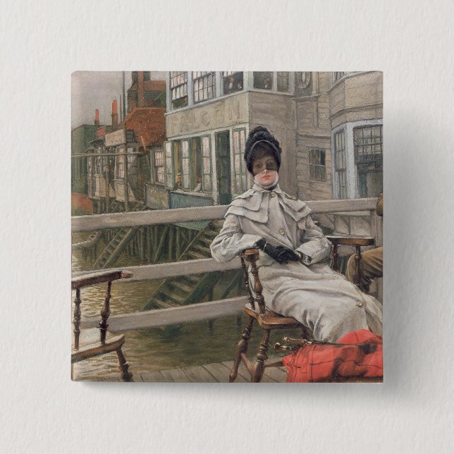 James Tissot | som väntar färjan, c.1878 Knapp (Framsida)