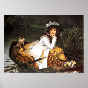 James Tissot ung dam i en fartygaffisch Poster
