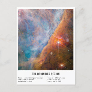 James Webb Orion Constellation Pub (NIRCam Image) Vykort