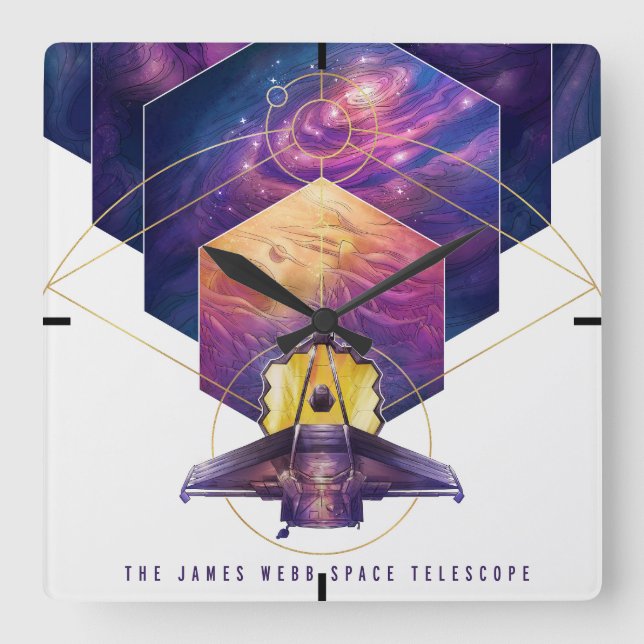 James Webb Space Telescope Poster. Fyrkantig Klocka (Framsida)