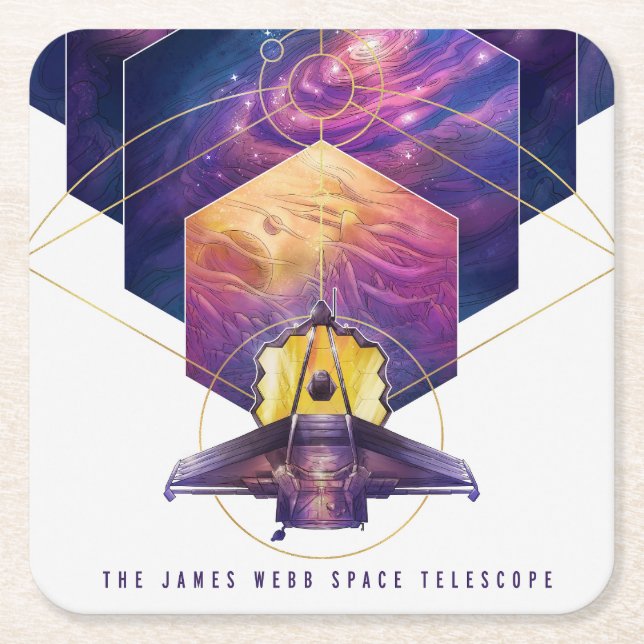 James Webb Space Telescope Poster. Underlägg Papper Kvadrat (Framsidan)