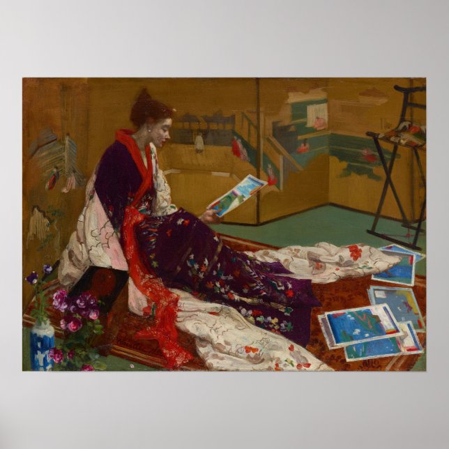 James Whistler - Caprice i Lila och Guld Poster (Framsidan)