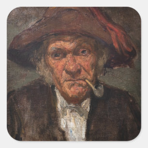 James Whistler - Man Smoking a Pipe Fyrkantigt Klistermärke