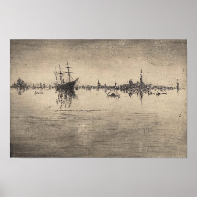 James Whistler - Nocturne, från Venedig Poster (Framsidan)