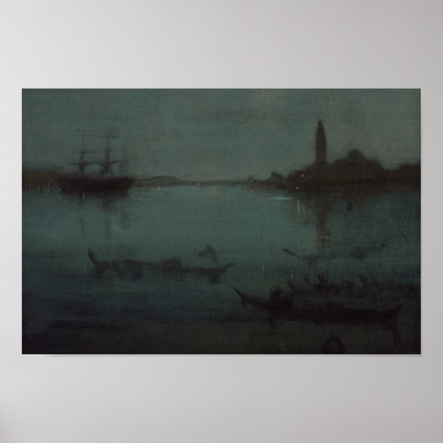 James Whistler - Nocturne i Blue och Silver Poster (Framsidan)