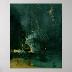James Whistler - Nocturne i svart och guld Poster