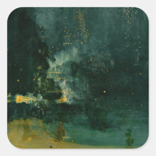 James Whistler - Nocturne in Black and Guld Fyrkantigt Klistermärke