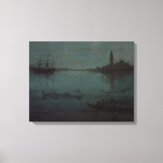 James Whistler - Nocturne: Lagunen, Venedig Canvastryck (Framsida)