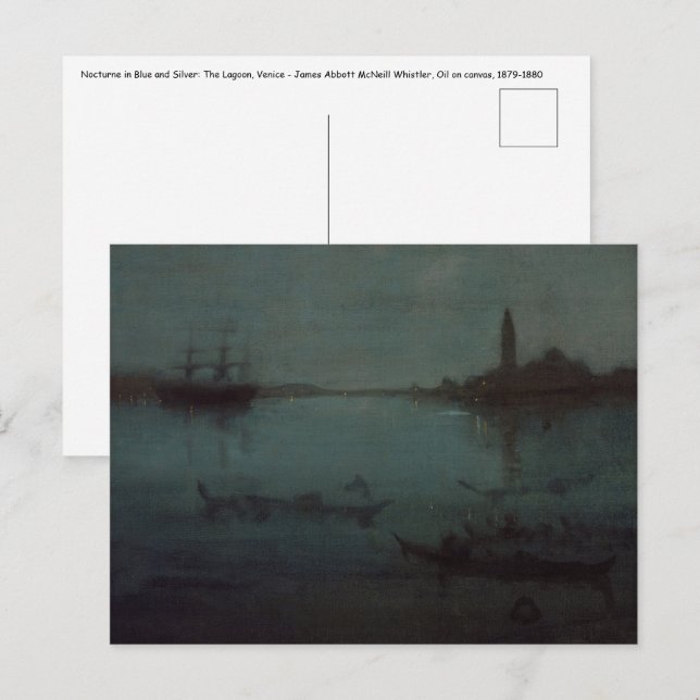 James Whistler - Nocturne: Lagunen, Venedig Vykort (Fram/baksida)
