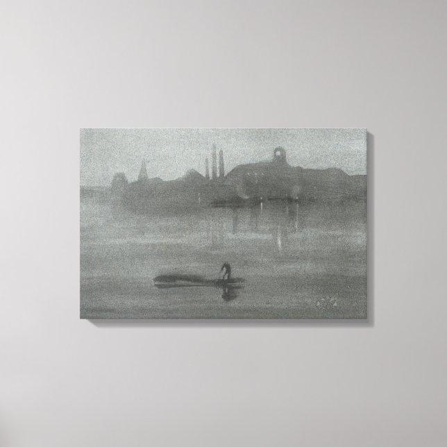 James Whistler - Nocturne: Thames at Battersea Canvastryck (Framsida)