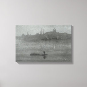James Whistler - Nocturne: Themsen vid Battersea Canvastryck