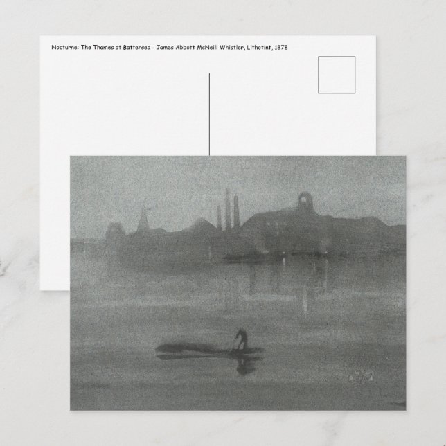James Whistler - Nocturne: Themsen vid Battersea Vykort (Fram/baksida)