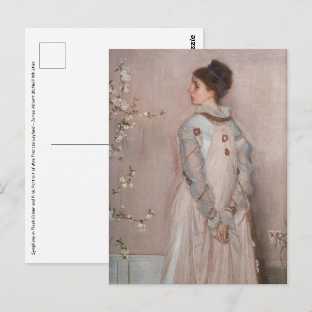 James Whistler - Symphony in Flesh Färg and Rosa Vykort (Fram/baksida)