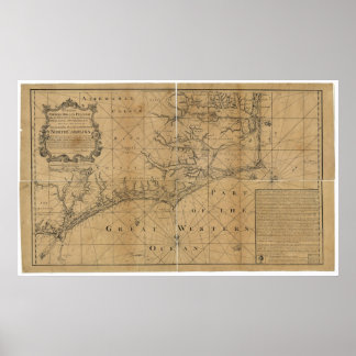 James Wimble 1738 Karta av North Carolina Poster