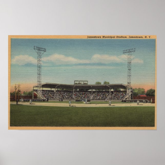 Jamestown, NY - Municipal Baseball Stadium Poster (Framsidan)